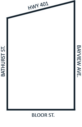 Perimeter shape of SPRINT service area - Bathurst to Bayview and the 401 to Bloor.