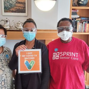 SPRINT Senior Care, staff with masks